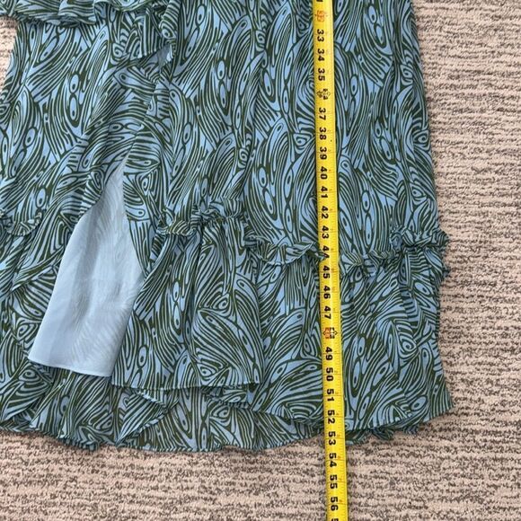 NWT Cinq A Sept Rayner Ruffle Trimmed MIDI Dress Size 8 Celeste Blue/Green - Picture 12 of 16